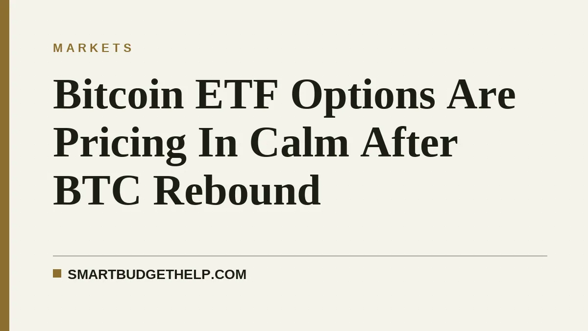 Bitcoin ETF Options Are Pricing In Calm After BTC Rebound