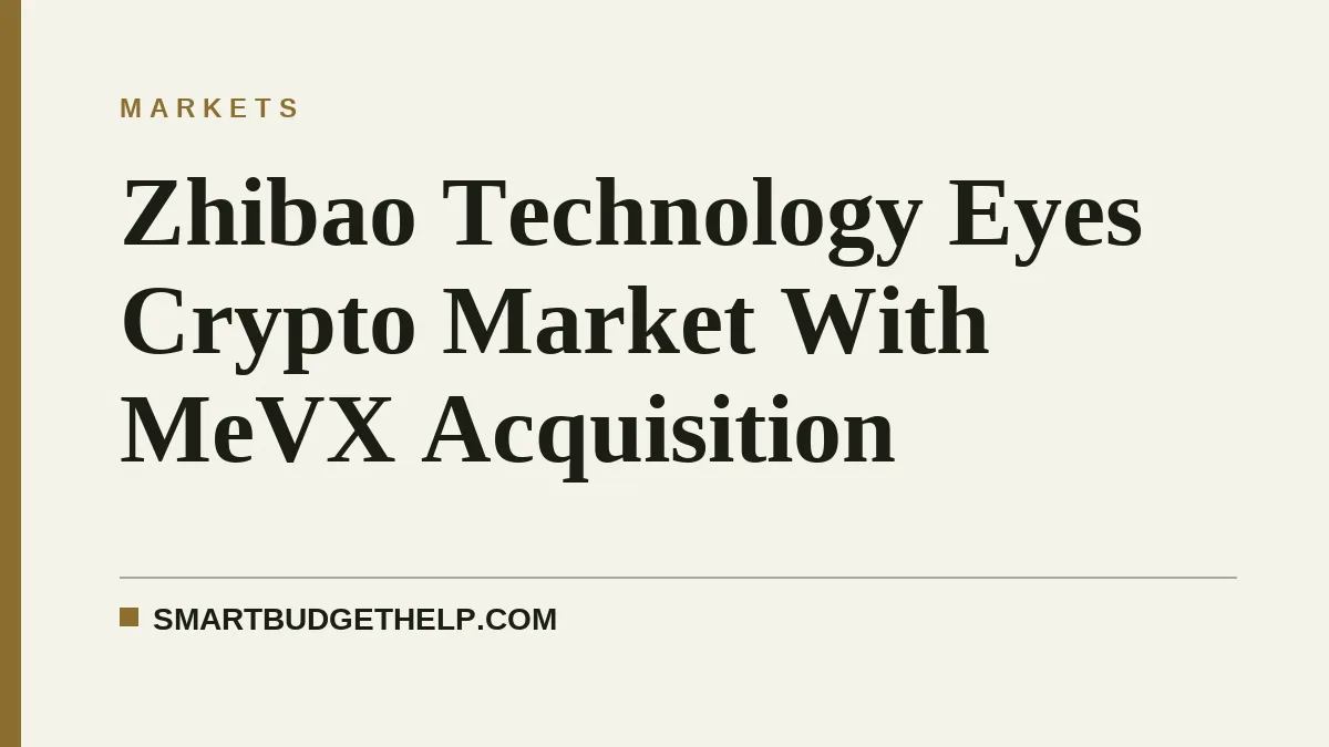 Zhibao Technology Eyes Crypto Market With MeVX Acquisition