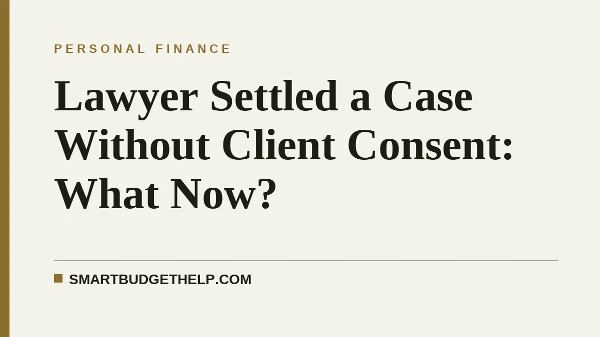 Lawyer Settled a Case Without Client Consent: What Now?