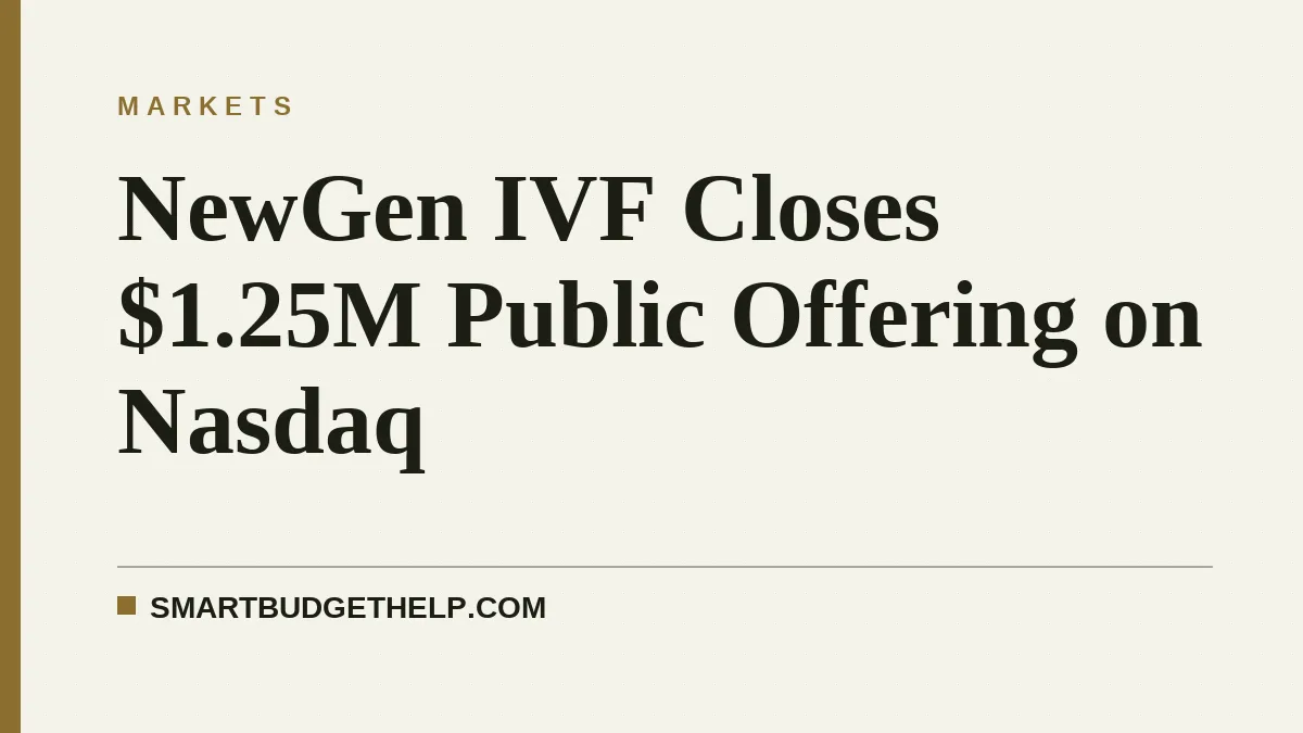 NewGen IVF Closes $1.25M Public Offering on Nasdaq