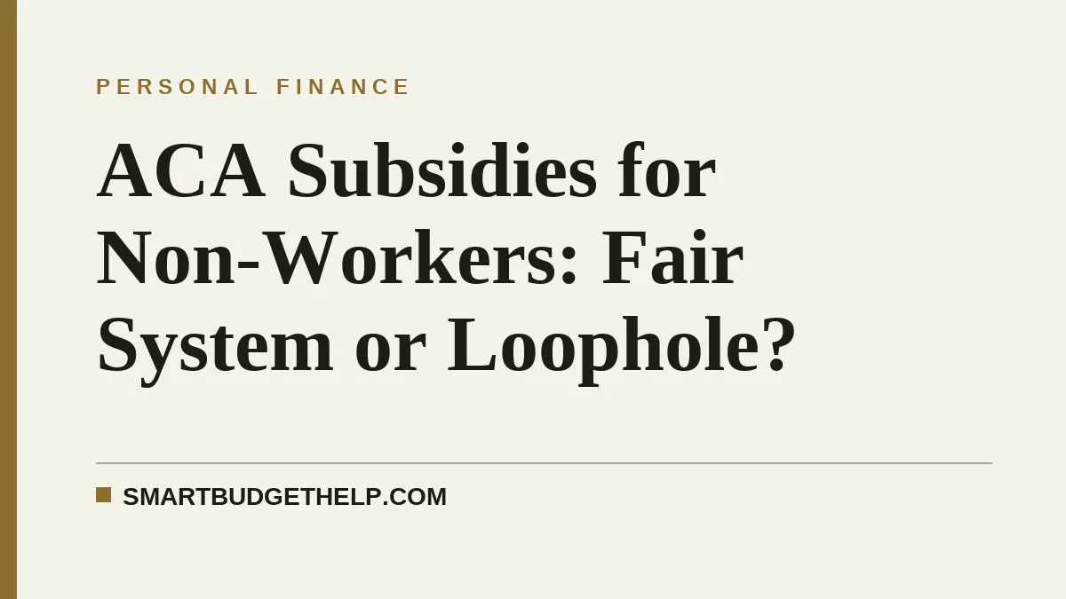 ACA Subsidies for Non-Workers: Fair System or Loophole?