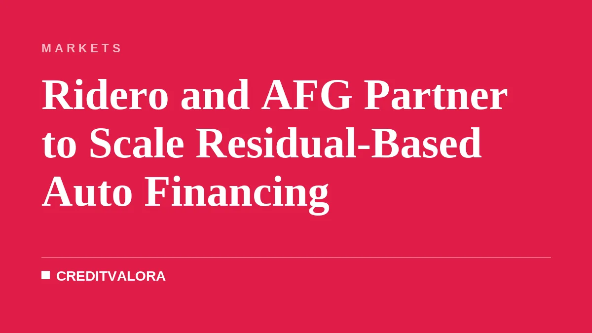 Ridero and AFG Partner to Scale Residual-Based Auto Financing