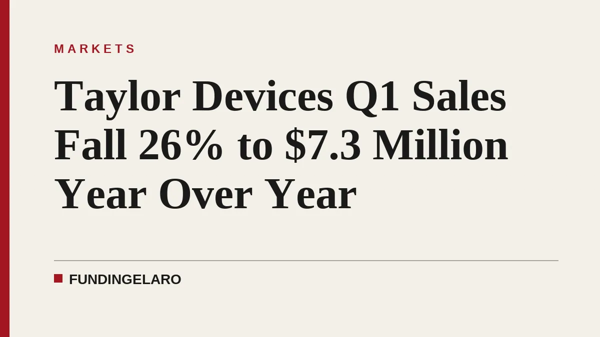 Taylor Devices Q1 Sales Fall 26% to $7.3 Million Year Over Year