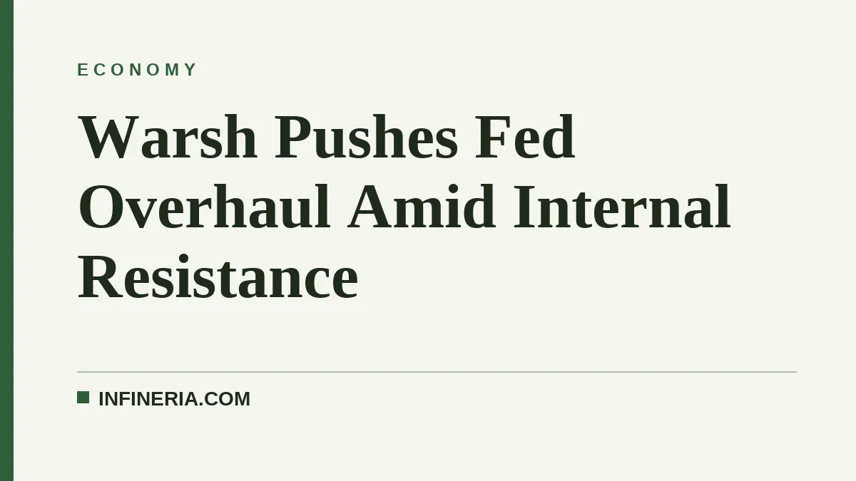 Warsh Pushes Fed Overhaul Amid Internal Resistance