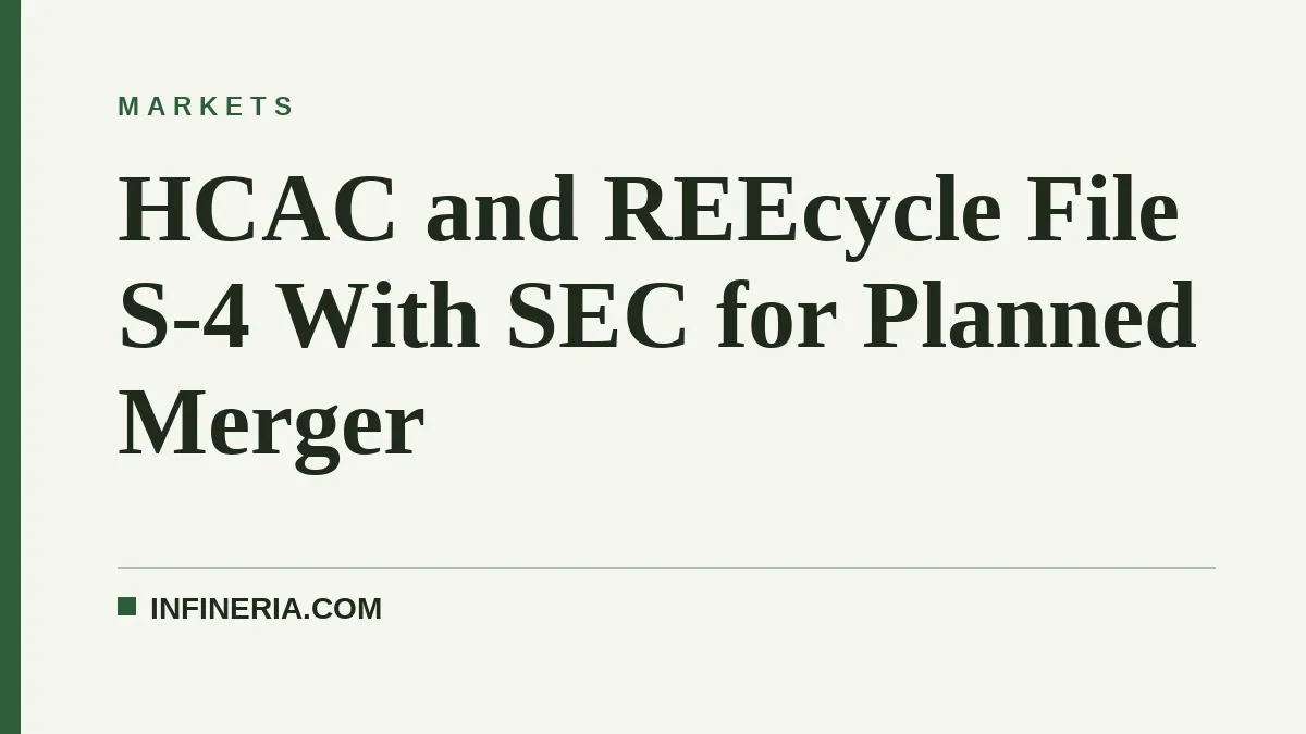 HCAC and REEcycle File S-4 With SEC for Planned Merger