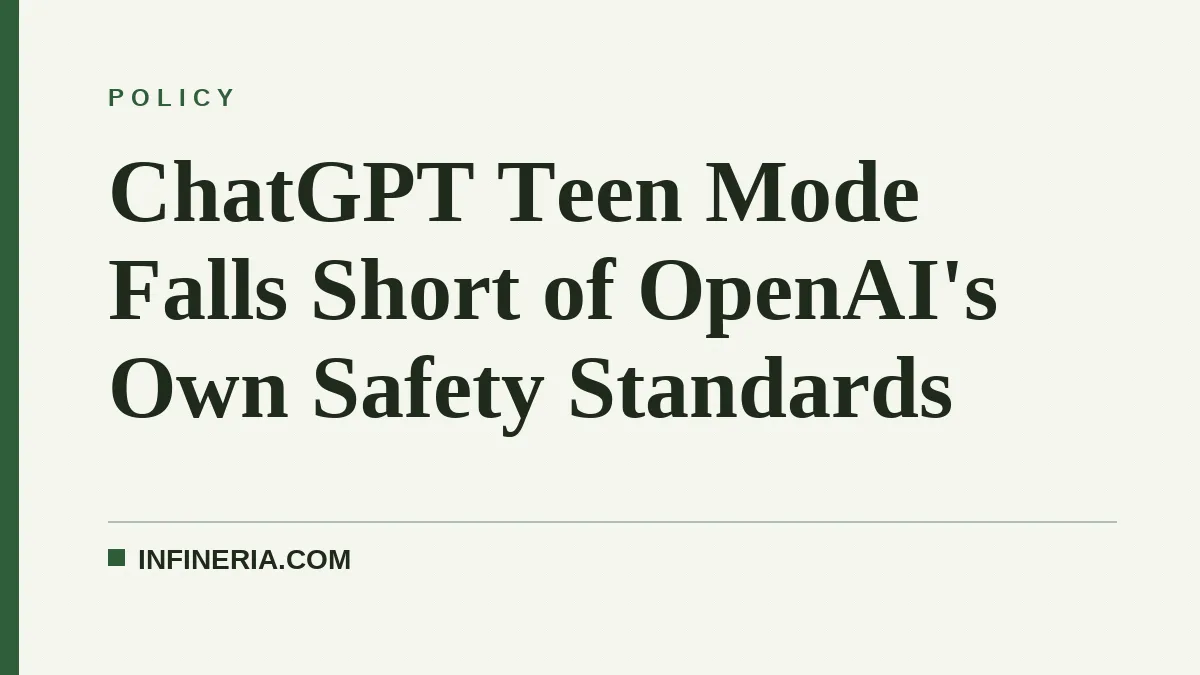 ChatGPT Teen Mode Falls Short of OpenAI's Own Safety Standards