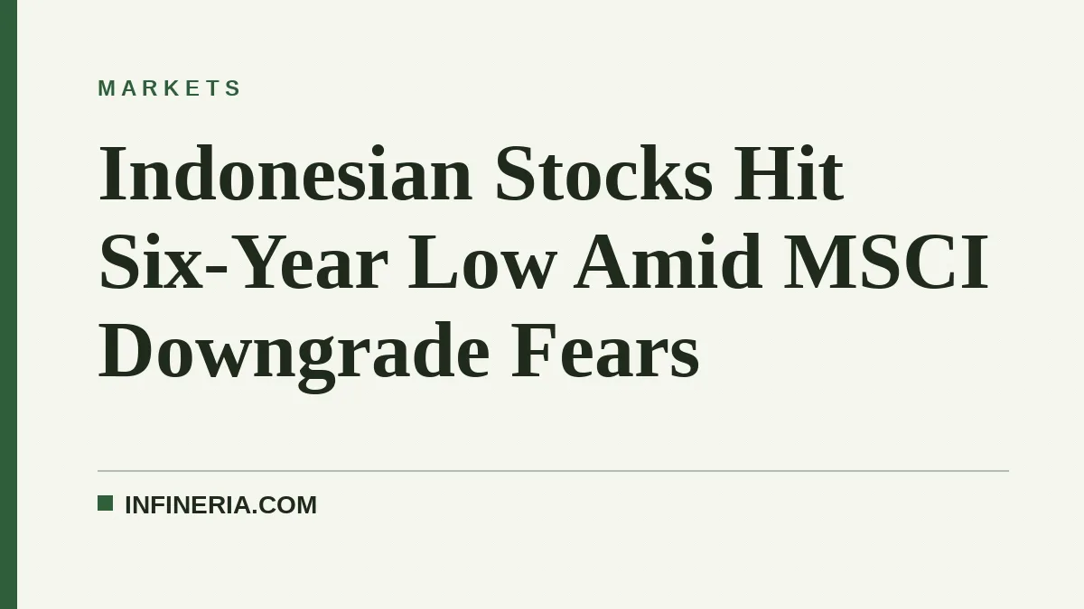 Indonesian Stocks Hit Six-Year Low Amid MSCI Downgrade Fears