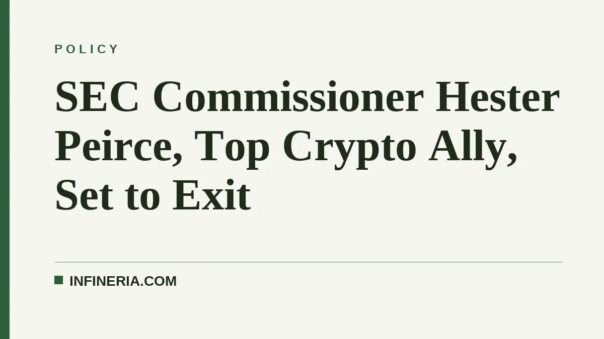 SEC Commissioner Hester Peirce, Top Crypto Ally, Set to Exit