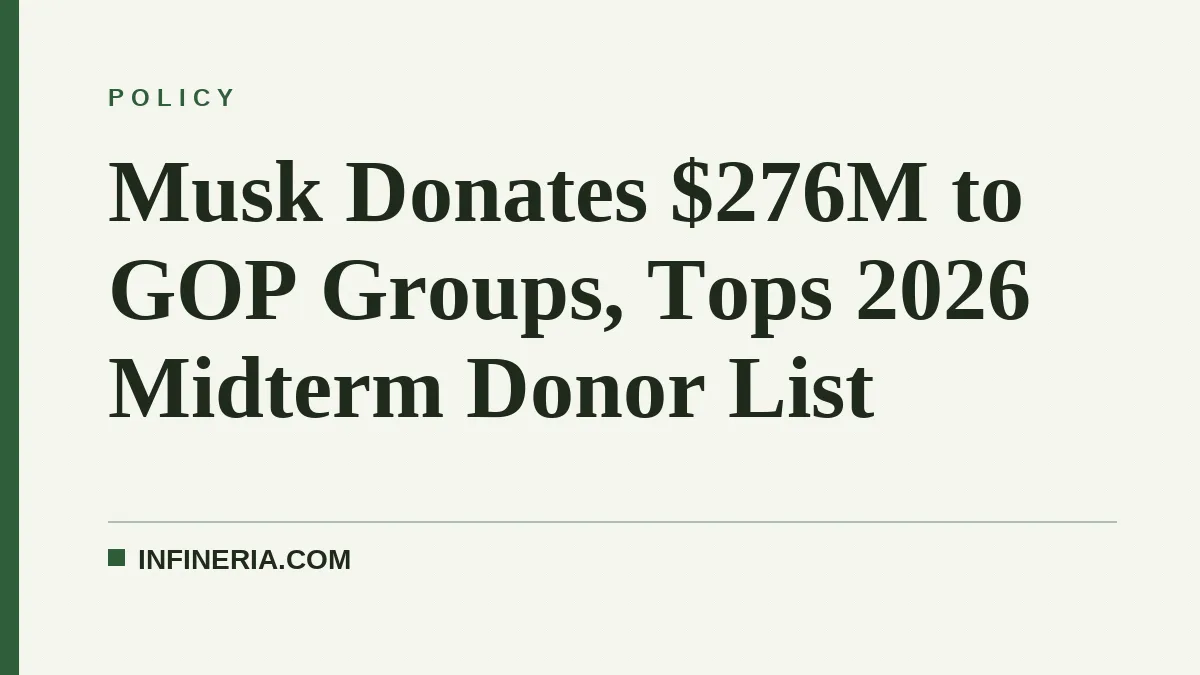 Musk Donates $276M to GOP, Becomes Top 2026 Midterm Donor