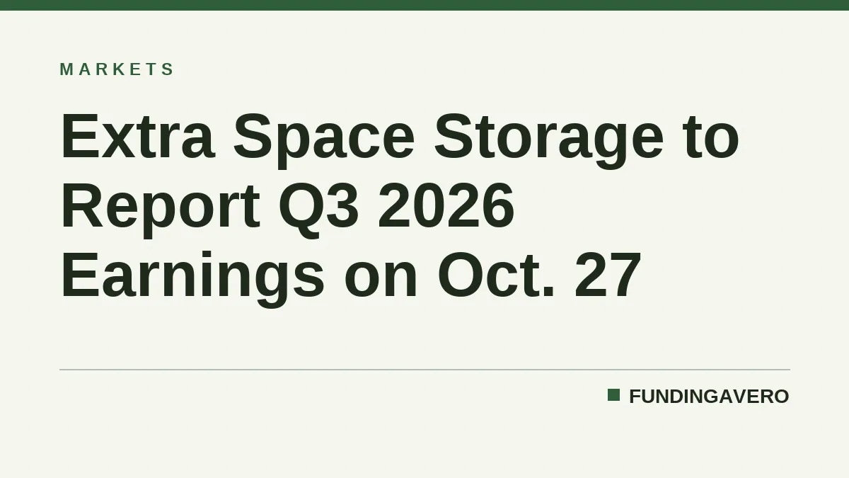 Extra Space Storage to Report Q3 2026 Earnings on Oct. 27