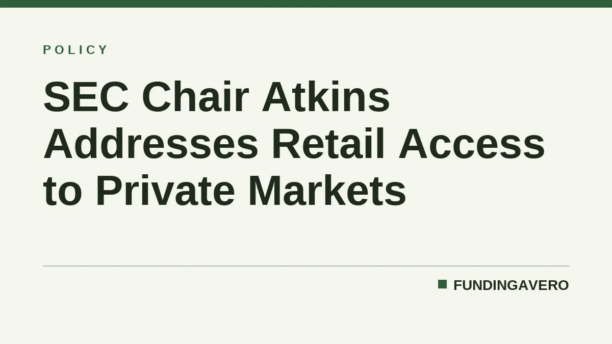 SEC Chair Atkins Addresses Retail Access to Private Markets