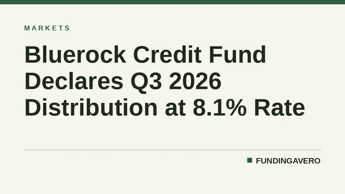 Bluerock Credit Fund Declares Q3 2026 Distribution at 8.1% Rate