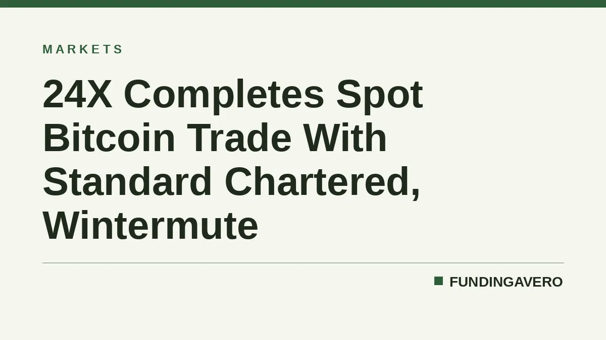 24X Completes Spot Bitcoin Trade With Standard Chartered, Wintermute