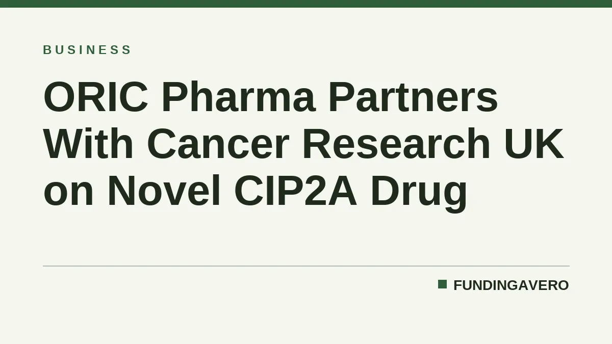 ORIC Pharma Partners With Cancer Research UK on Novel CIP2A Drug