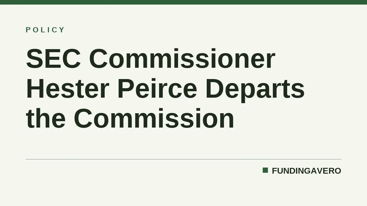 SEC Commissioner Hester Peirce Departs the Commission