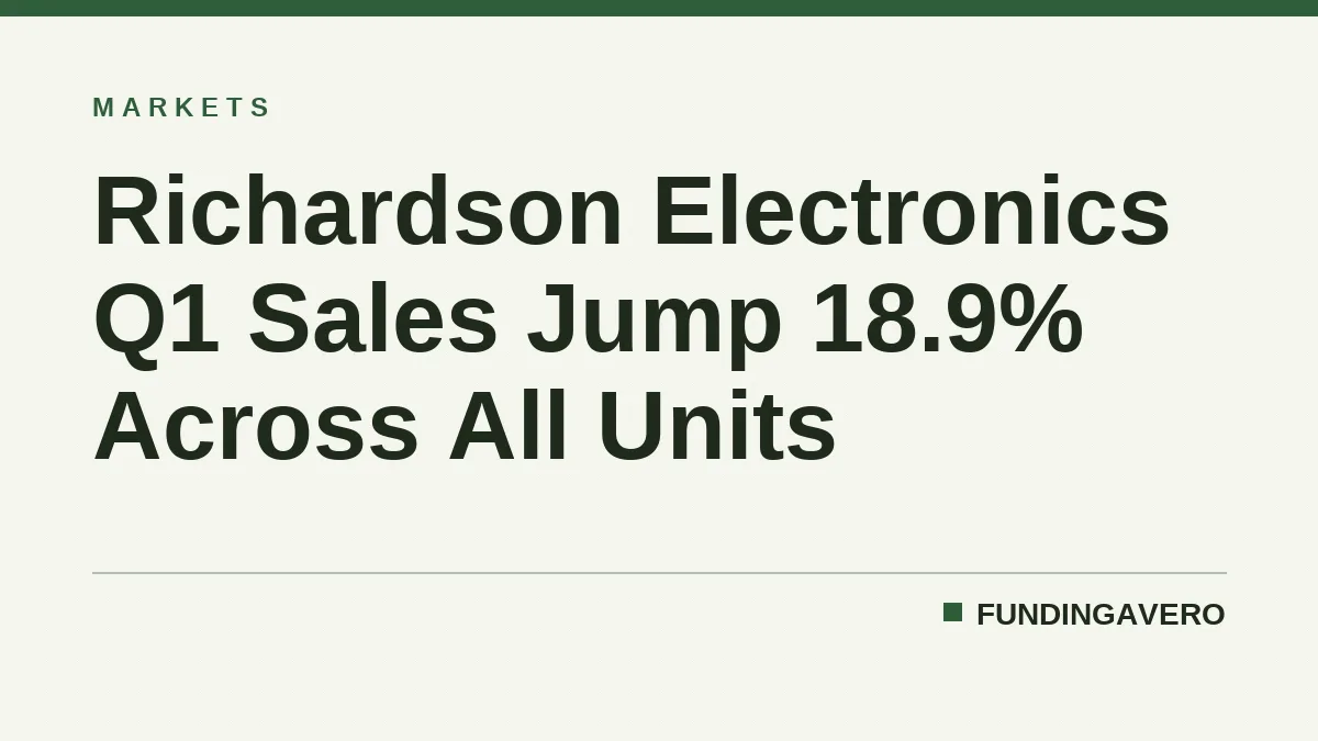 Richardson Electronics Q1 Sales Jump 18.9% Across All Units