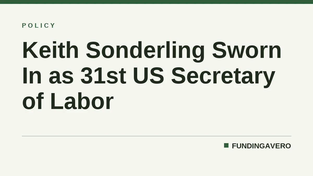 Keith Sonderling Sworn In as 31st US Secretary of Labor