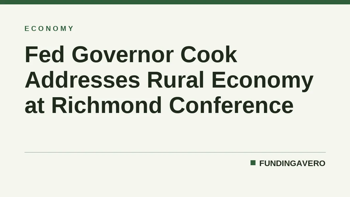 Fed Governor Cook Addresses Rural Economy at Richmond Conference
