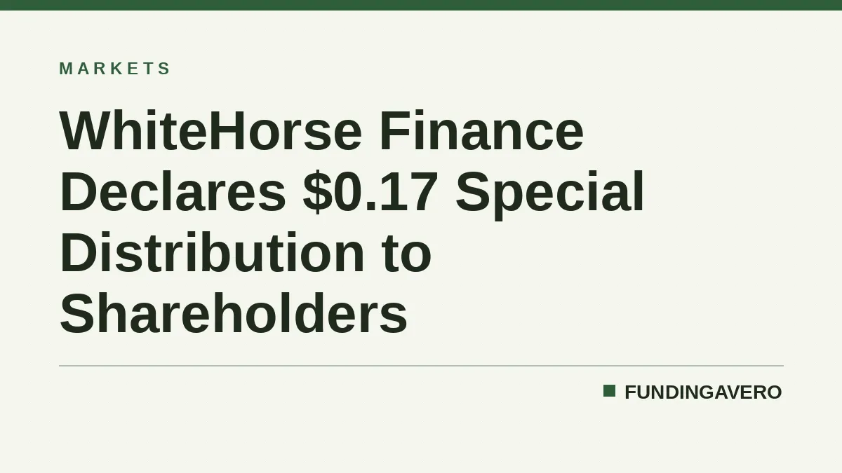 WhiteHorse Finance Declares $0.17 Special Distribution to Shareholders