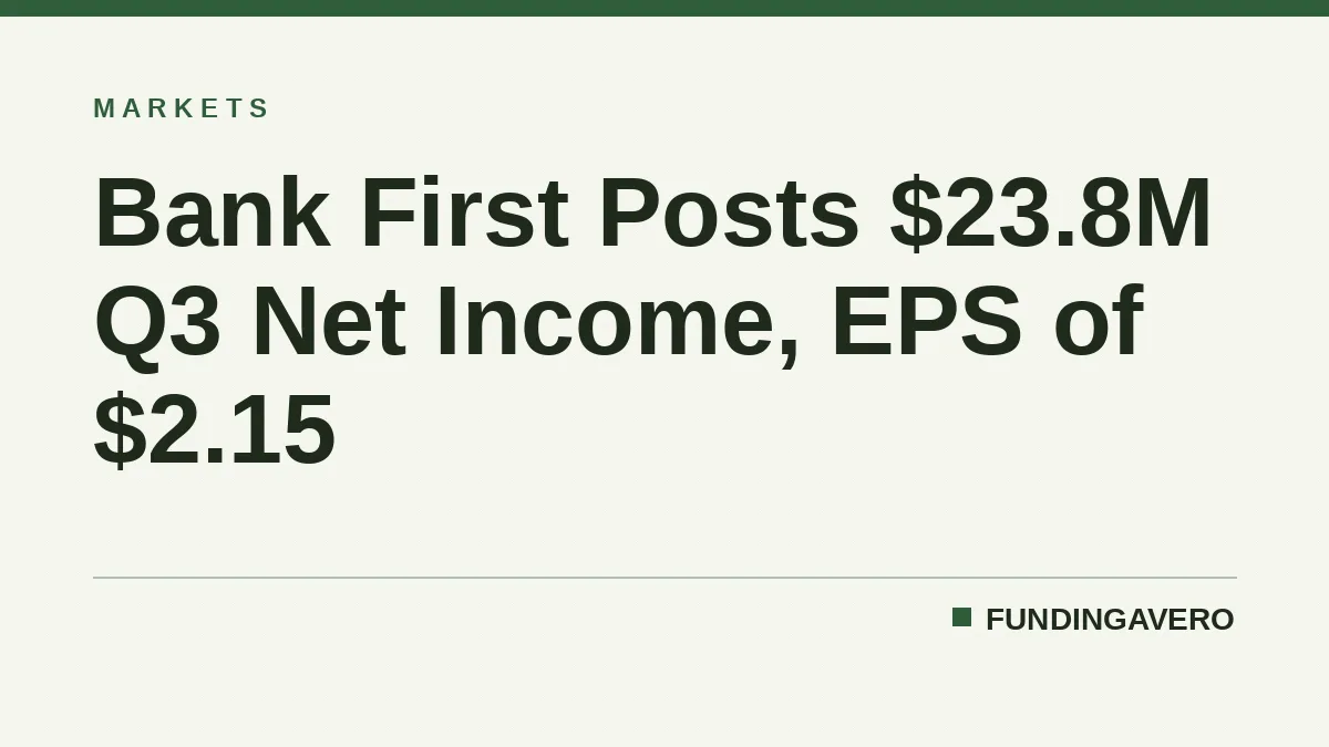 Bank First Posts $23.8M Q3 Net Income, EPS of $2.15
