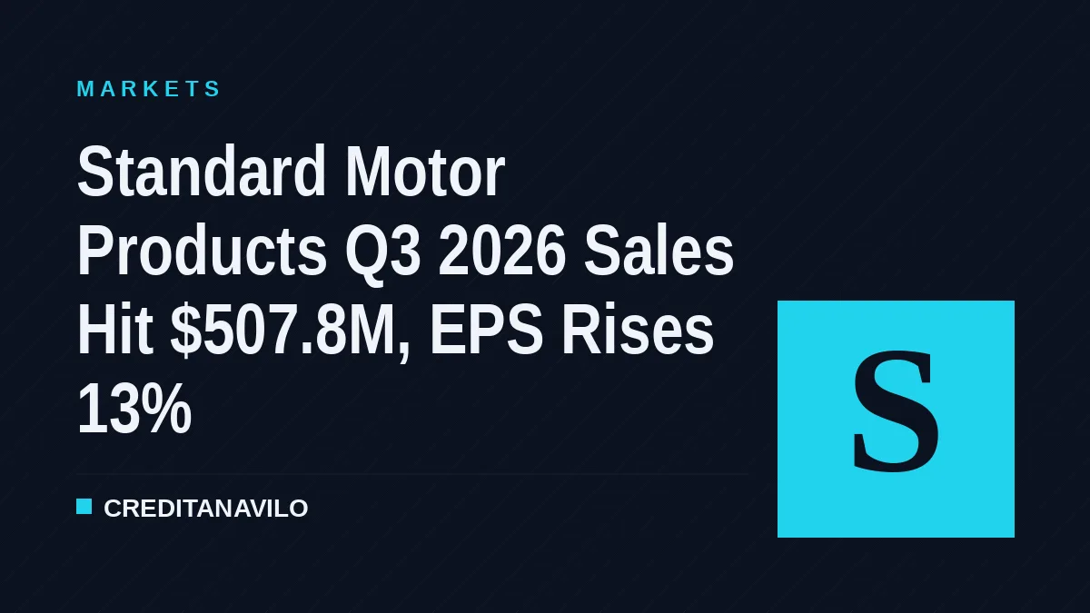 Standard Motor Products Q3 2026 Sales Hit $507.8M, EPS Rises 13%