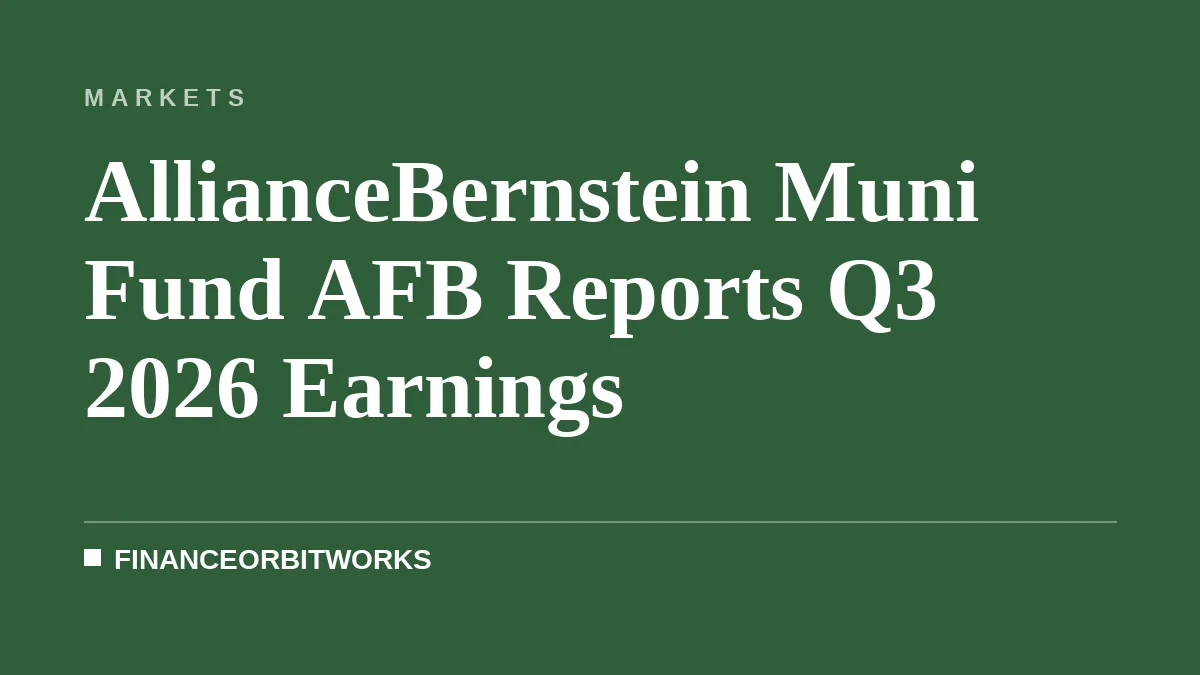 AllianceBernstein Muni Fund AFB Reports Q3 2026 Earnings