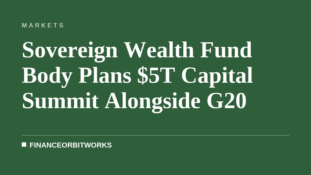 Sovereign Wealth Fund Body Plans $5T Capital Summit Alongside G20