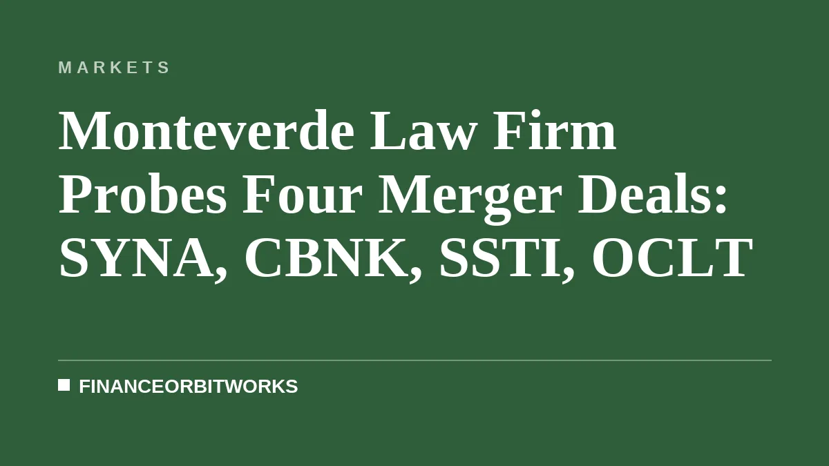Law Firm Probes Mergers Involving SYNA, CBNK, SSTI, and OCLT