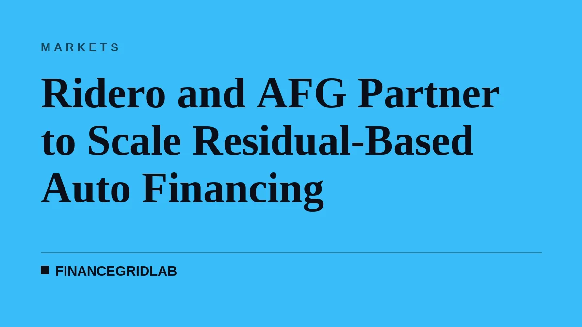 Ridero and AFG Partner to Scale Residual-Based Auto Financing
