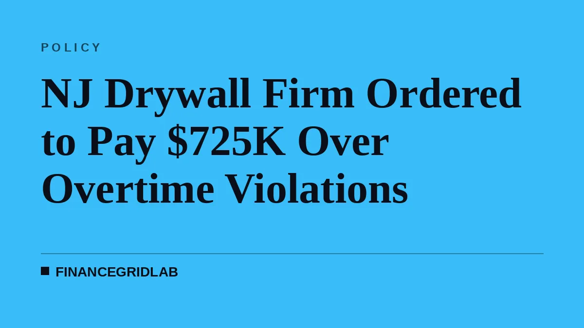 NJ Drywall Firm Ordered to Pay $725K Over Overtime Violations