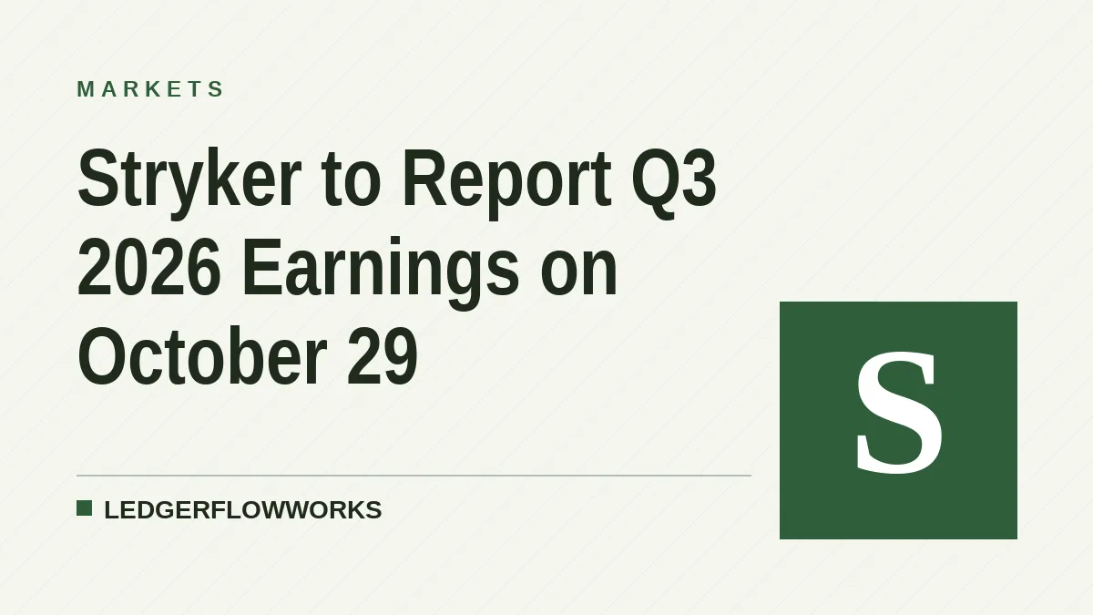 Stryker to Report Q3 2026 Earnings on October 29