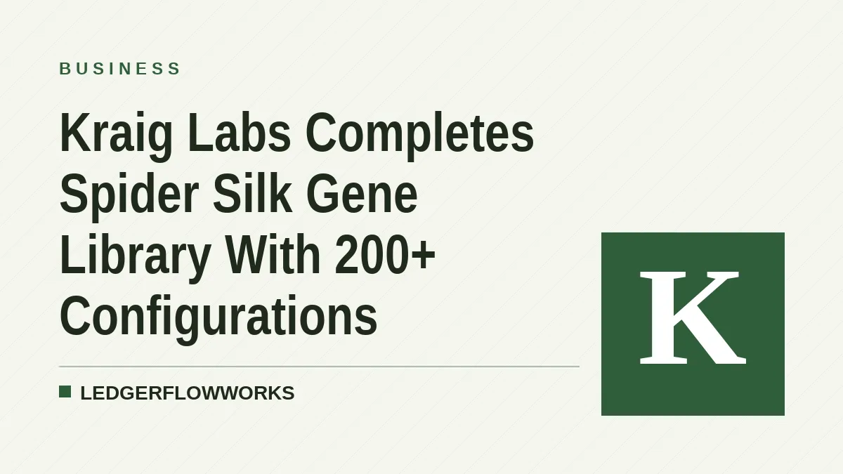 Kraig Labs Completes Spider Silk Gene Library With 200+ Configurations