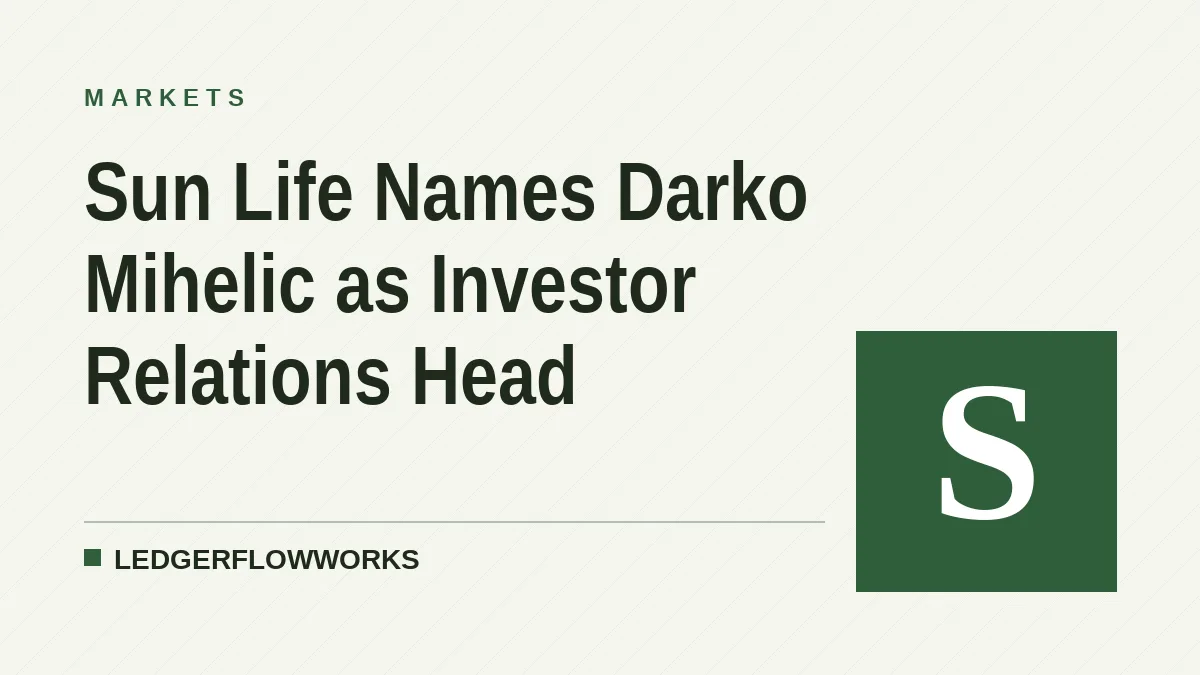 Sun Life Names Darko Mihelic as Investor Relations Head