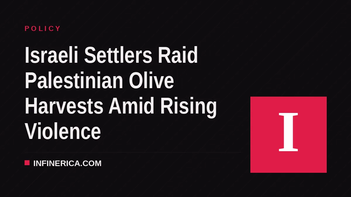 Israeli Settlers Raid Palestinian Olive Harvests Amid Rising Violence