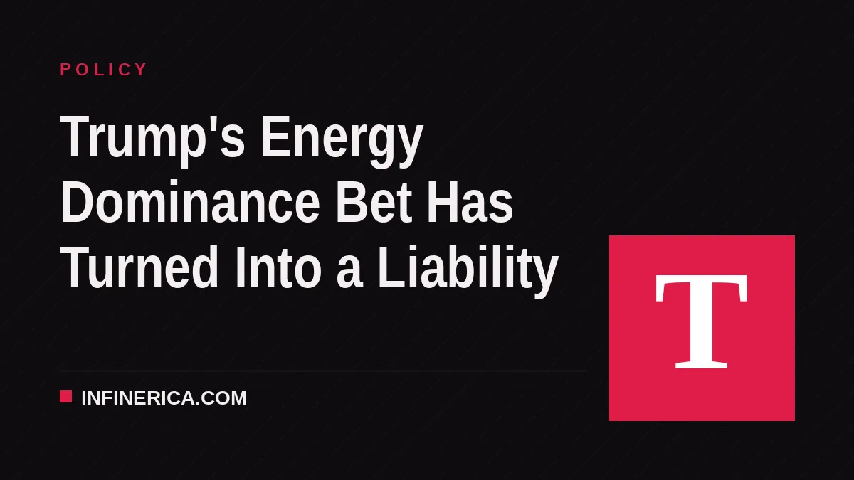 Trump's Energy Dominance Bet Has Turned Into a Liability