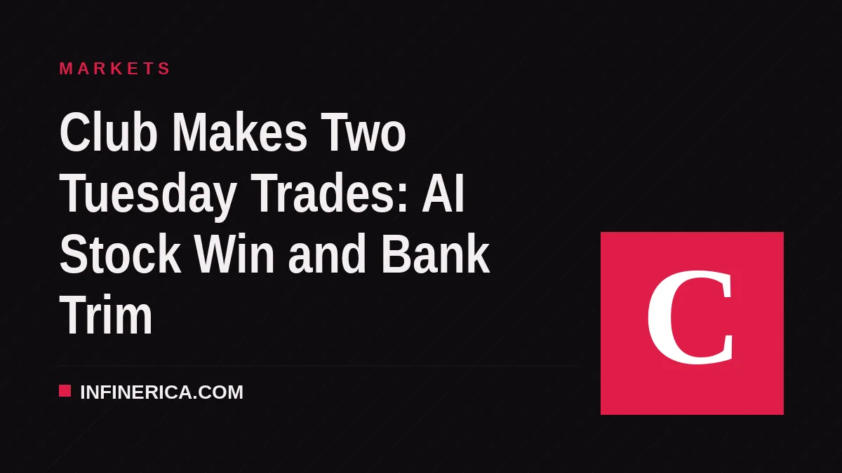 Club Makes Two Tuesday Trades: AI Stock Win and Bank Trim