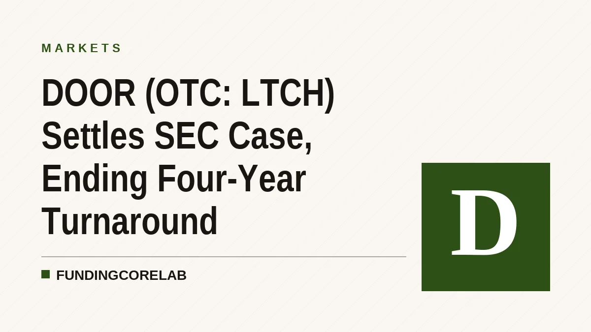 DOOR (OTC: LTCH) Settles SEC Case, Ending Four-Year Turnaround