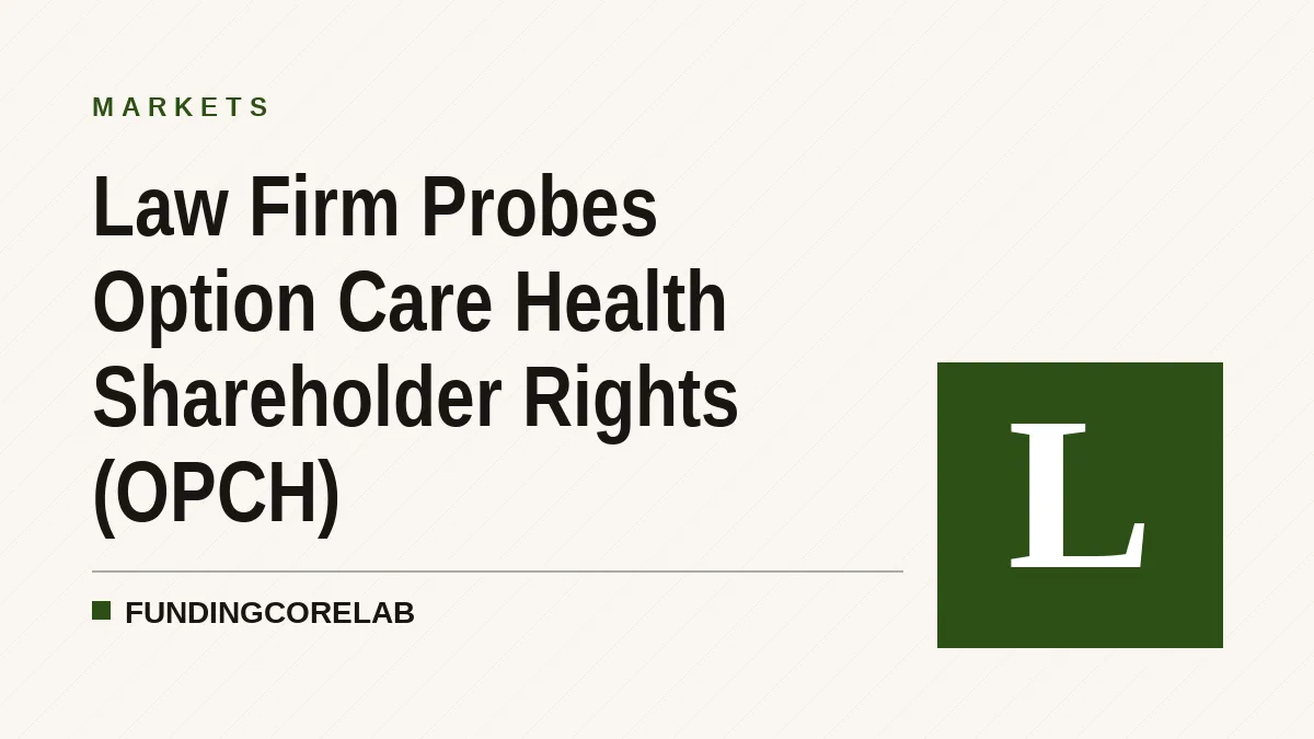 Law Firm Probes Option Care Health Shareholder Rights (OPCH)
