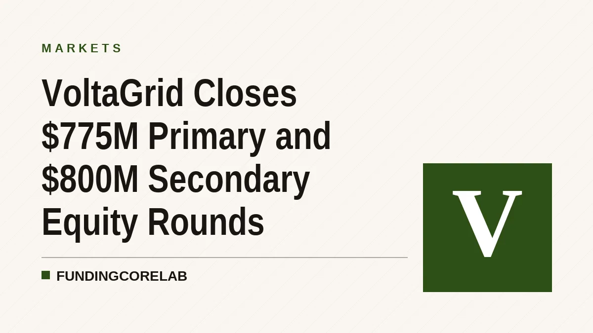 VoltaGrid Closes $775M Primary and $800M Secondary Equity Rounds