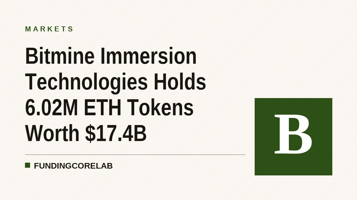 Bitmine Immersion Technologies Holds 6.02M ETH Tokens Worth $17.4B