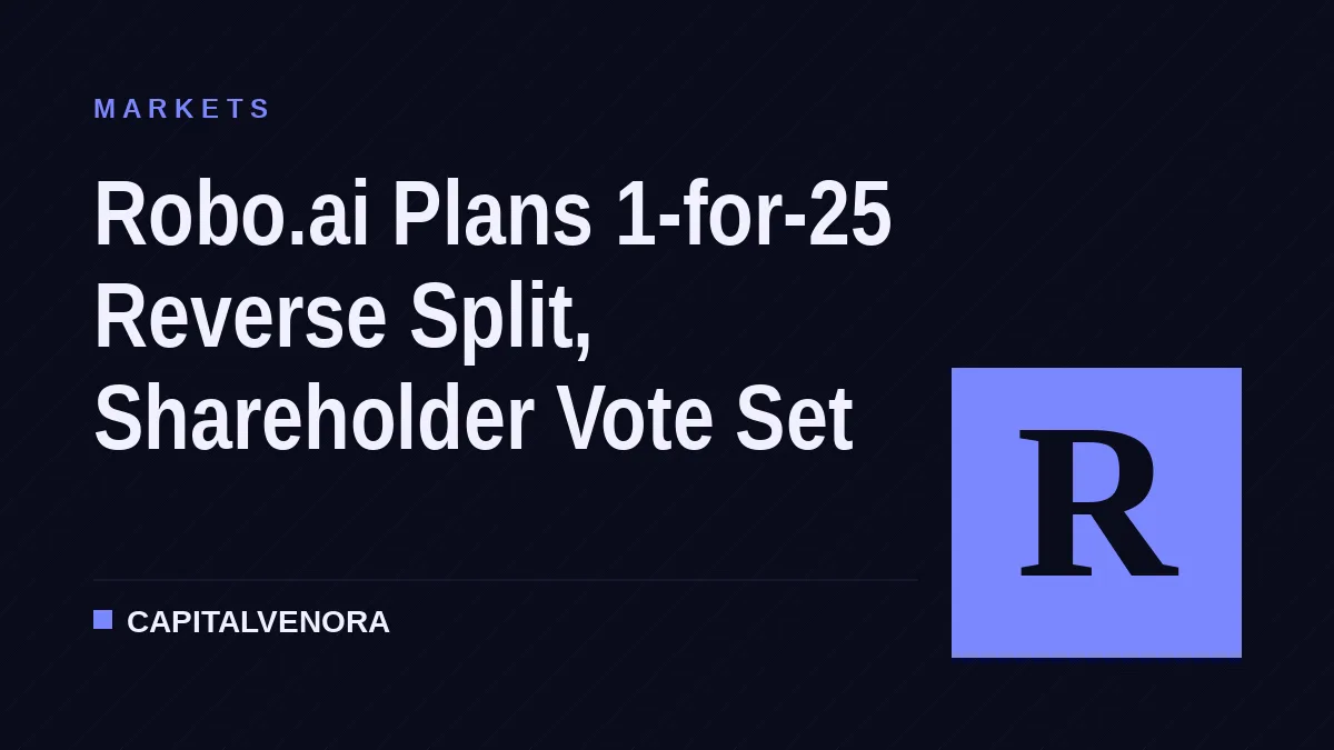 Robo.ai Plans 1-for-25 Reverse Split, Shareholder Vote Set
