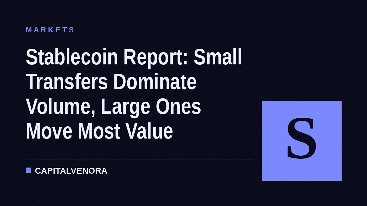 Stablecoin Report: Small Transfers Dominate Volume, Large Ones Move Most Value