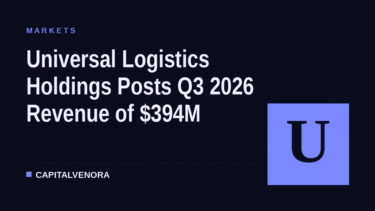 Universal Logistics Holdings Posts Q3 2026 Revenue of $394M