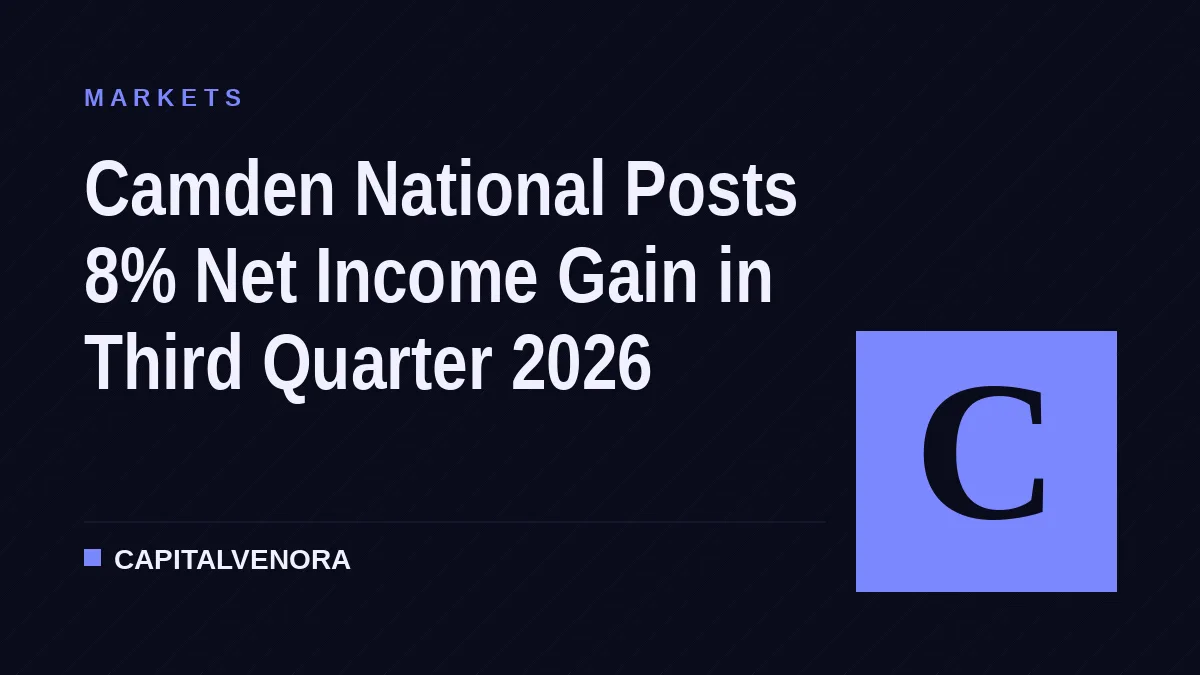 Camden National Posts 8% Net Income Gain in Third Quarter 2026