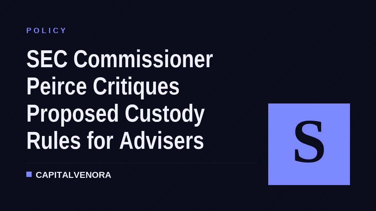 SEC Commissioner Peirce Addresses Adviser Custody and Crypto Rules