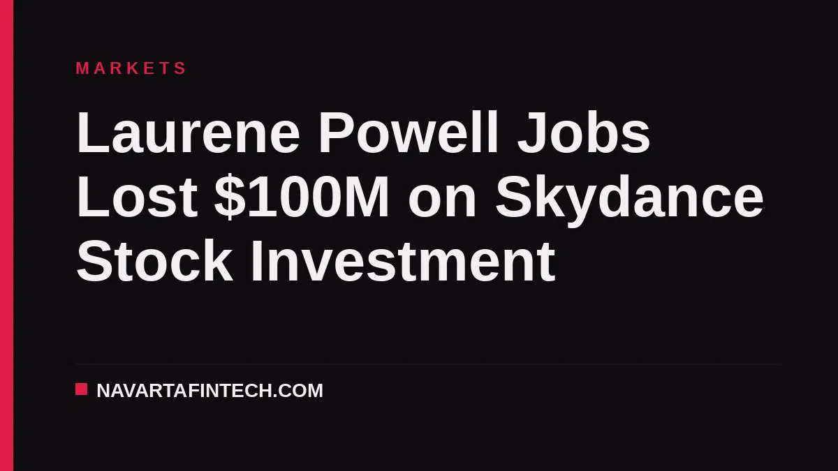 Laurene Powell Jobs Lost $100M on Skydance Stock Investment