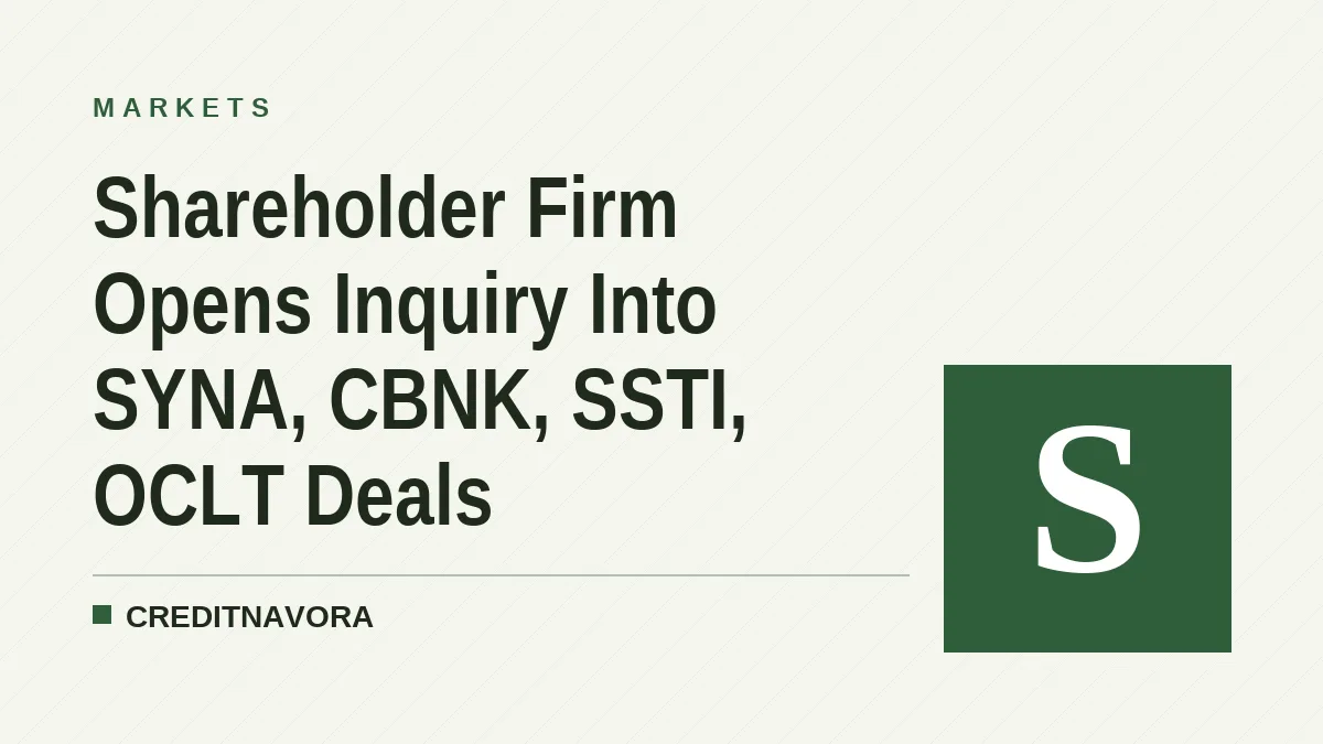 Shareholder Firm Opens Inquiry Into SYNA, CBNK, SSTI, OCLT Deals