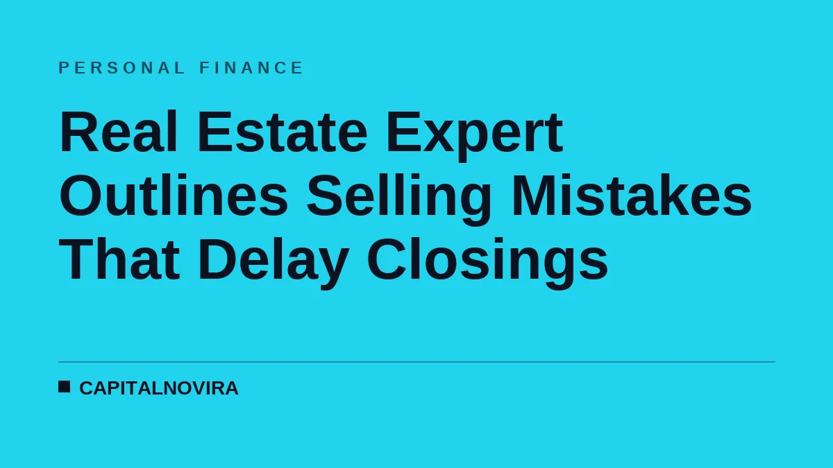 Real Estate Expert Outlines Selling Mistakes That Delay Closings