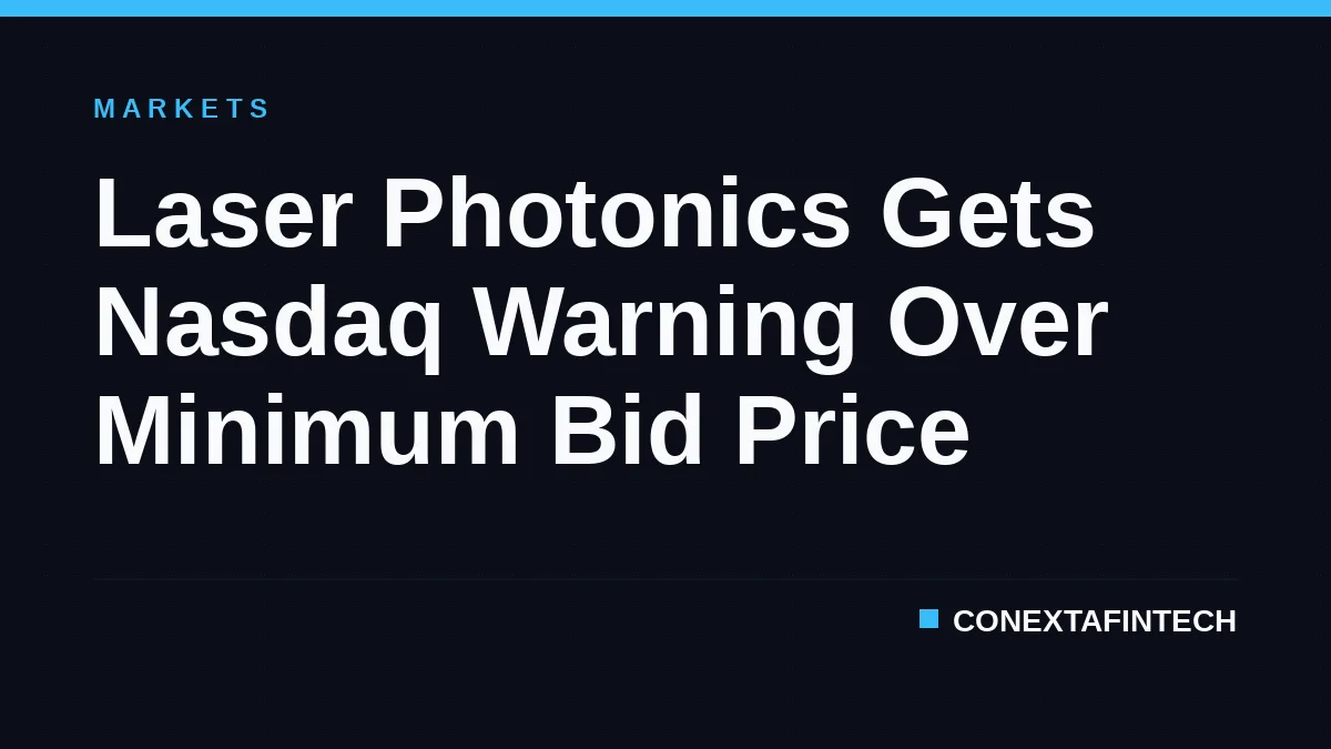 Laser Photonics Gets Nasdaq Warning Over Minimum Bid Price