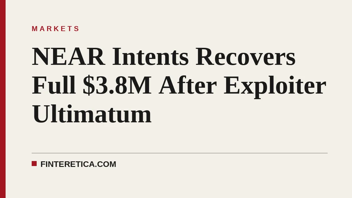 NEAR Intents Recovers Full $3.8M After Exploiter Ultimatum
